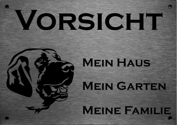 Edelstahl Warnschild Kangal-Hirtenhund VORSICHT Mein Haus mein Garten meine Familie